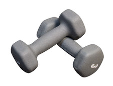 Neoprene Dumbbell Weights Pairs & Sets | 3lb Pair of Dumbbells Grey Brand New. picture