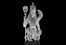 Anubis Pendant 999 Fine Silver 80mm Large Egyptian God Handmade USA picture
