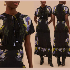 NEW $298 FARM RIO [ Large ] Soft Garden Soft Garden Lace Maxi Dress black U1681 picture
