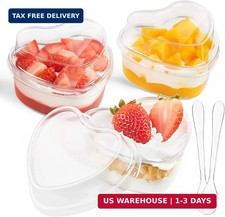 150 Pcs 5 oz Mini Heart Shaped Dessert Cups with Lids and Spoons, Serves 50 picture