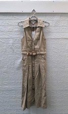 New REISS Annie Linen Belted Sleeveless Midi Dress In Neutral Sz 2 picture