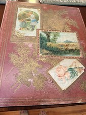Antique Scrapbook with Victorian Trade Cards Calling Cards Diecuts Cut Papers + picture