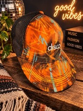 Custom Bleached Disco Trucker Hat Hand Painted Graffiti One of a Kind Streetwear picture