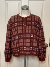 The Great The Sleep Plush Fleece Henley Sweatshirt Maroon, Size 3 | L, $95 NWT picture