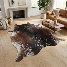 Genuine Dark Brindle Rodeo Cowhide Rug Tricolor Speckled Hair On Hide Carpet picture