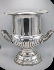 Vintage Silver Plated Wine Champagne Bucket Urn Ice Cooler Gadrooned Handles 10