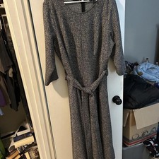 Lane Bryant gray and black tweed knit midi dress with belt, size 18 picture