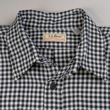 Vtg LL Bean Allagash Flannel Shirt Gingham Plaid Black White Cabin Chore Mens XL picture