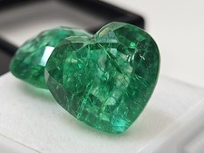 Natural Heart Cut Pair Emerald Colombian 15+ Ct Green Loose Gemstone FR-230 picture