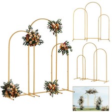 Set of 3 Metal Arch Frame Backdrop Stand Gold Wedding Arch Stand (4FT/5FT/6FT) picture