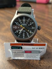 Timex Expedition Men's Quartz Indiglo 50m WR 40mm Black Dial Green Strap picture