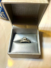 Zales 14K White Gold Quad Princess cut diamond bridal Set Size 7, 1-3/4 CT TW picture