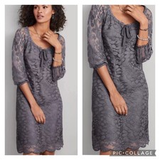 Garnet Hill Boheme Gray Easy Lace Dress Size 8 picture