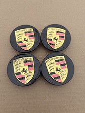 New (SET OF 4) 65mm Macan Center Caps Concave Gloss Black Color Crest picture