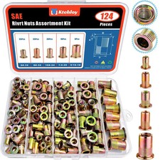 Ktehloy 124Pcs SAE UNC Rivet Nut Assortment Kit, Kit - 124 Pcs, Yellow picture