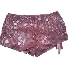 NWT Romwe Pink sequin micro shorts Women's Size Medium Shimmer Sparkle Festival picture