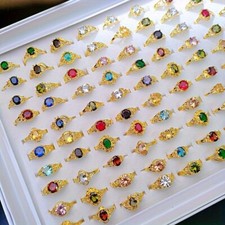 50 Pieces Wholesale Sparkling Zirconia Crystal Ring Mixed Rings picture