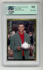 Tiger Woods 2001 SCI  MASTERS PGI 10 Gold rookie card  picture