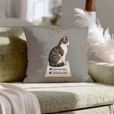 The Standup – Funny Office Decor with a Cat on the Meeting Agenda – Pillow Cover picture