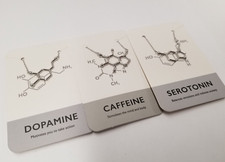 Dopamine, Caffeine, & Serotonin Molecule Sterling Silver Science Necklaces (3) picture