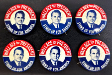 6 VINTAGE 1964 1968 GEORGE WALLACE FOR PRESIDENT PINBACK BUTTONS 1.75