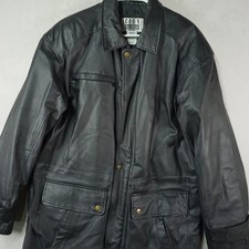 Vintage City Streets Leather Jacket Men Medium Black Quilted Coat Biker Moto 90s picture