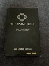 Vintage Living Bible Red Letter Edition Green Leather Tyndale 1971 HC picture