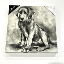 Black & White Sketch Of A Labrador Dog Canvas Wall Art Modern Animal Home 16x16 picture