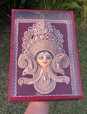 Vintage Handcrafted Bengal Hindu Goddess Durga Maa Clay Jute Wall Hanging Art picture