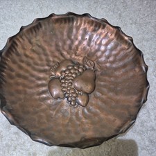 Vintage Gregorian USA Hammered Copper Fruit Bowl  Embossed Elegance 14