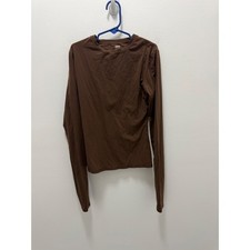SKIMS Fits Everybody Long Sleeve T-Shirt Cocoa Brown XS picture