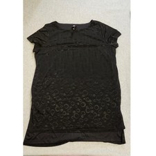 Travelers by Chico's Shirt Womens XL Black Burnout Tunic Short Sleeve Stretch picture