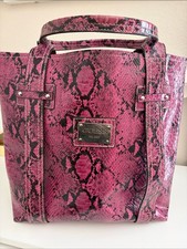 GUESS Pink and Black Snake-Print Tote Y2K snakeskin picture