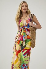 FARM RIO Tropical Scenario Multicolored Dress Large Vibrant Printed Summer Wear picture