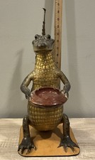 Vintage Alligator Waiter Standing Full Body Mount Taxidermy Ashtray Stand picture