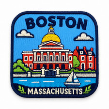 Boston Massachusetts Patch – 3 Inch Embroidered Iron-On Travel Souvenir picture