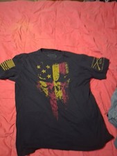 Grunt Style Shirt Mens Extra Large Black Patriotic Retro USA Flag Skull picture