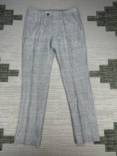 Bonobos Primo Slim Fit Chino Pants Mens 32 Gray Twill Plaid Linen Straight Leg picture