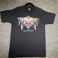Screen Stars Best Taos New Mexico T-Shirt Mens L Black Vintage 90s Single Stitch picture