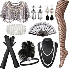 1920S Accessories for Women Flapper Gatsby Roaring 20S Accessories Costume Black picture