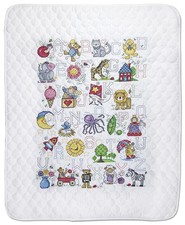 Design Works Crafts Janlynn Stamped for Cross Stitch Baby Quilt Kit, ABC Fun picture