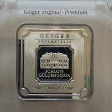 50gm Geiger Edelmetalle .999 Fine Silver Bar - Sealed with COA CV457296 picture
