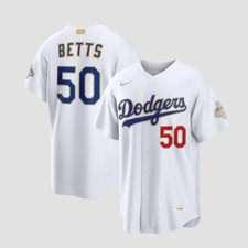 Men's Mookie Betts #50 Dodger Gold White Over Print Baseball Jersey All Size picture