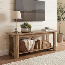 63-Inch Farmhouse Wooden TV Stand with Storage Spaces for TVs Up to 65 Inches picture