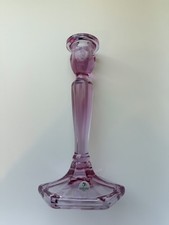 Vintage Fenton Pink Art Glass Candlestick Holder Hexagon Base Original Label USA picture