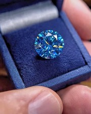 10.00 CT Round Cut Lab Grown Loose CVD Diamond Natural Blue Color VVS1 Certified picture