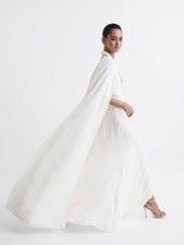 REISS Grace Maxi Dress With Cape in White Size UK Size 12 picture