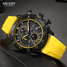 MEGIR Watch for Men Fashion Silicone Strap Chronograph Quartz Auto Date Luminous picture