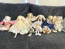 Vintage Primitive Country Cloth Bunny Lot Handcrafted Calico Cottagecore Easter picture