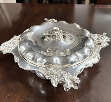 Antique Meriden Silver Plate Co Art Nouveau Hibiscus Tureen/Bowl c1880  11